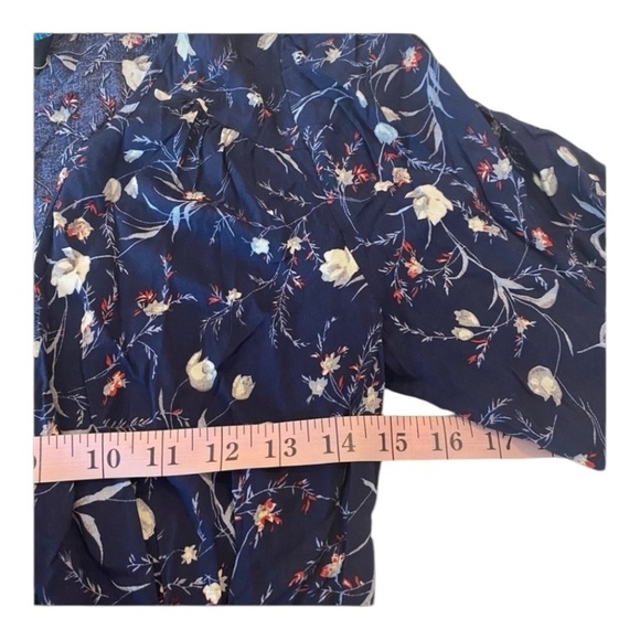 Revolve Ditsy Navy Floral Wrap Dress Feminine Summer by Blue Life Made in Ca - Picture 12 of 14